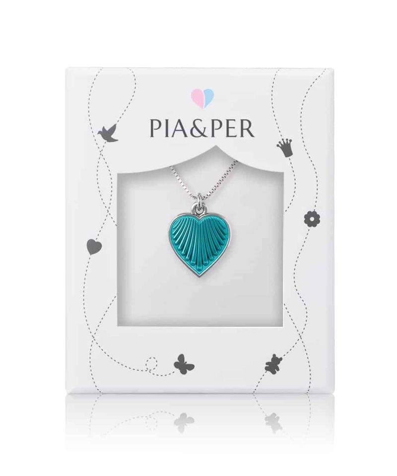 Alternative view of Halskjede i sølv - Turkis hjerte