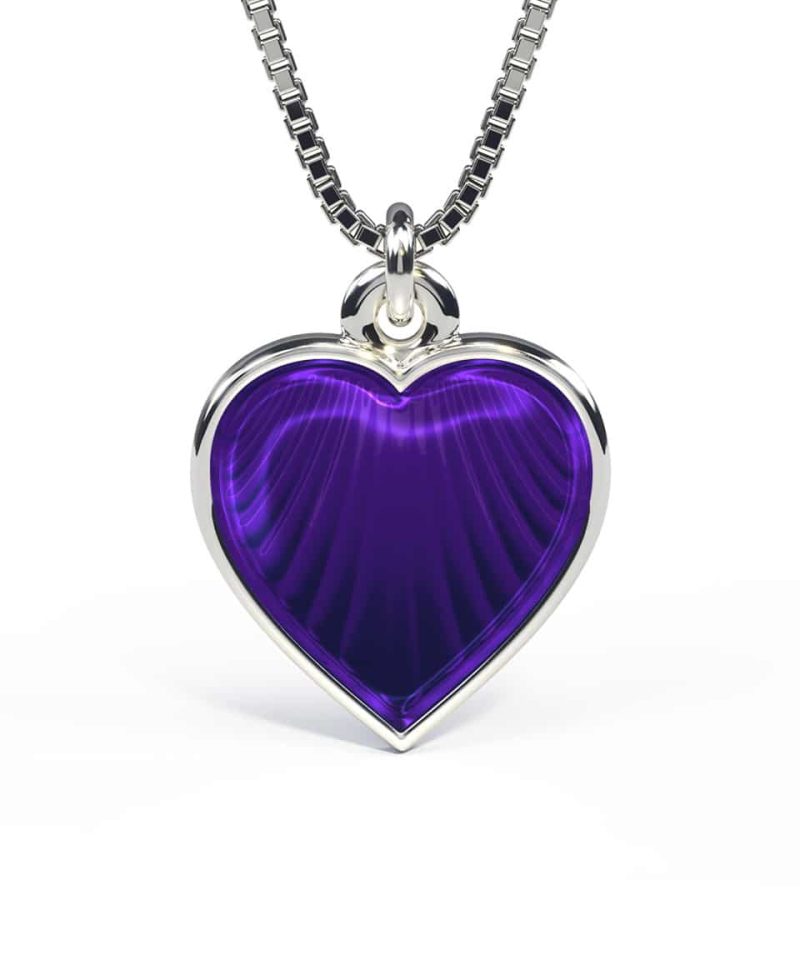 Halskjede i sølv - Lilla hjerte