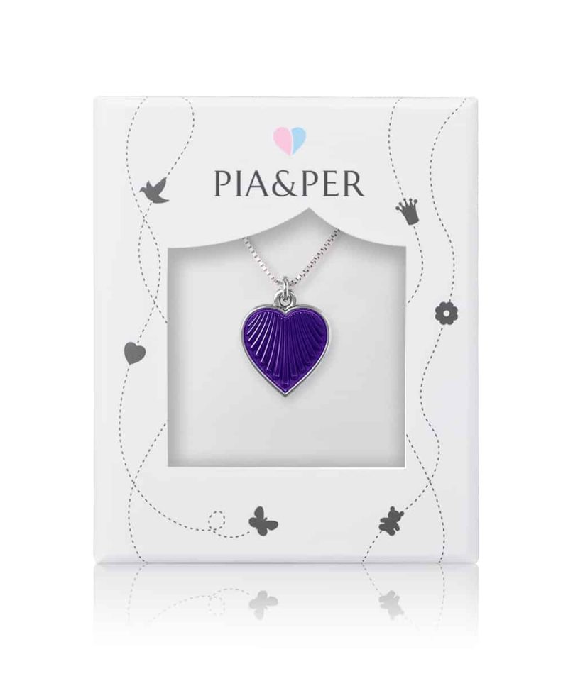 Alternative view of Halskjede i sølv - Lilla hjerte