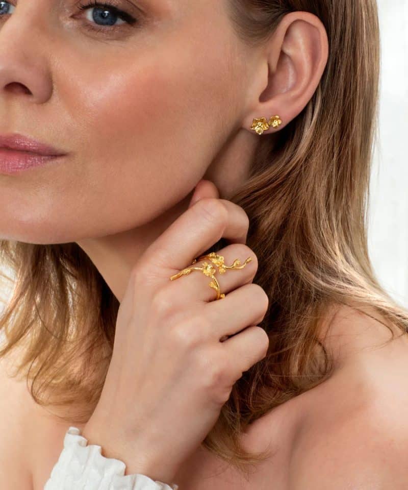 Alternative view of Forglemmigej små ørepynt forgylt