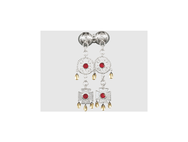 121507 - Halssølje Hvit Forgylt med Rød Stein