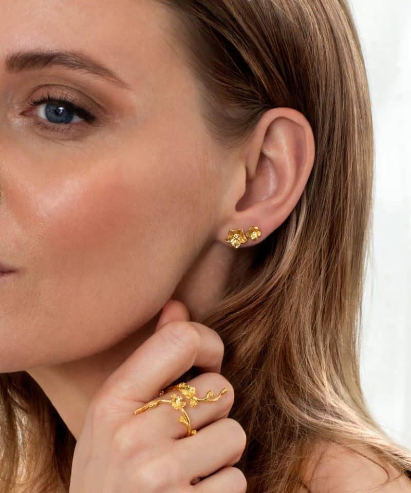 Alternative view of Forglemmigej medium ørepynt forgylt