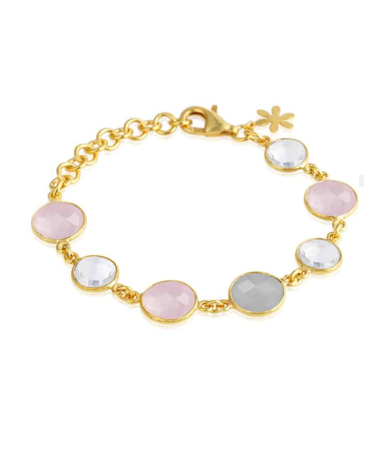 Armbånd i forgylt sølv med agat og bergkrystall