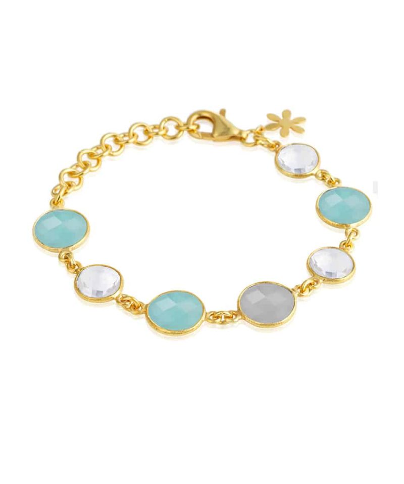 Armbånd i forgylt sølv med agat og bergkrystall