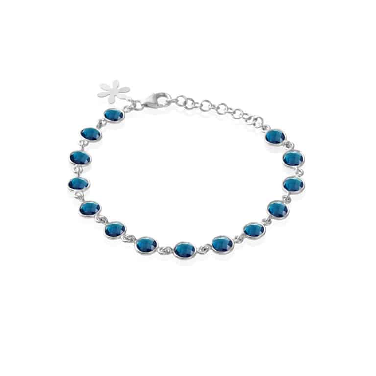 Armbånd sølv med London blå krystall 17-21cm