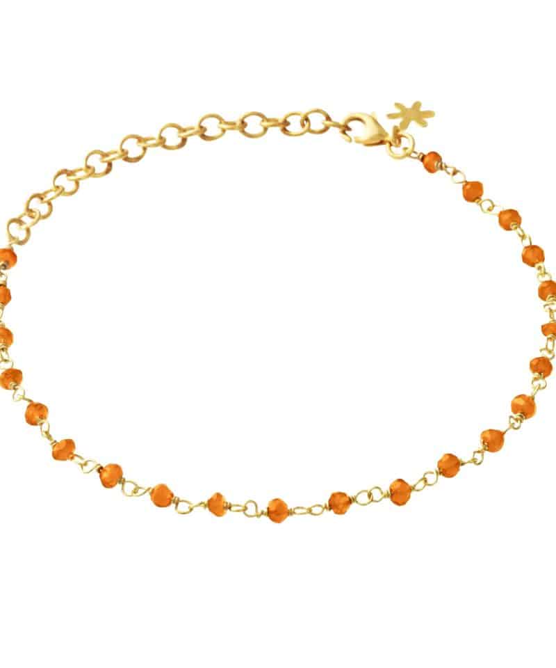 Armbånd i forgylt sølv med karneol