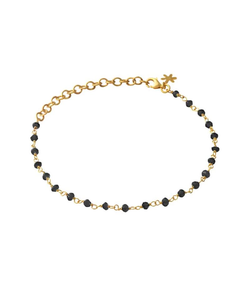 Armbånd Forgylt Sølv - Sort Spinel