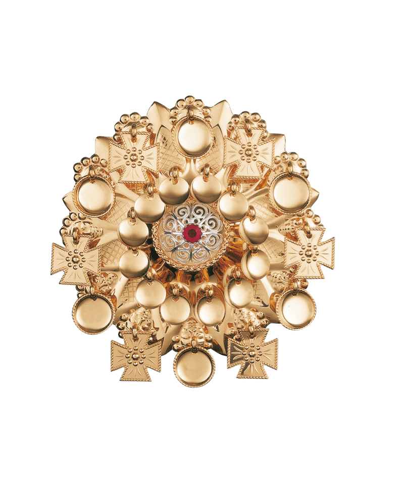 147600 - Sølje Forgylt med Rød Stein