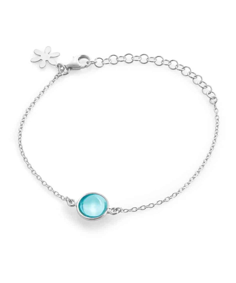 Susanne Friis Bjørner - Armbånd 16-20cm Anker Sølv, Synt. Blå topas