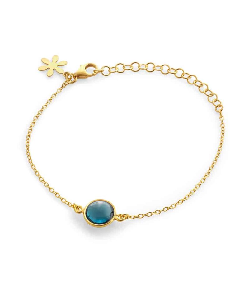 Susanne Friis Bjørner - Armbånd 16-20cm Anker Forgylt Sølv, London blue krystall