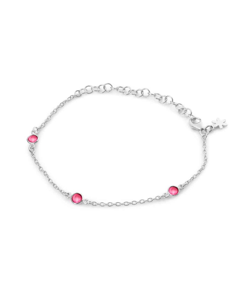 Armbånd i sølv med rosa krystall