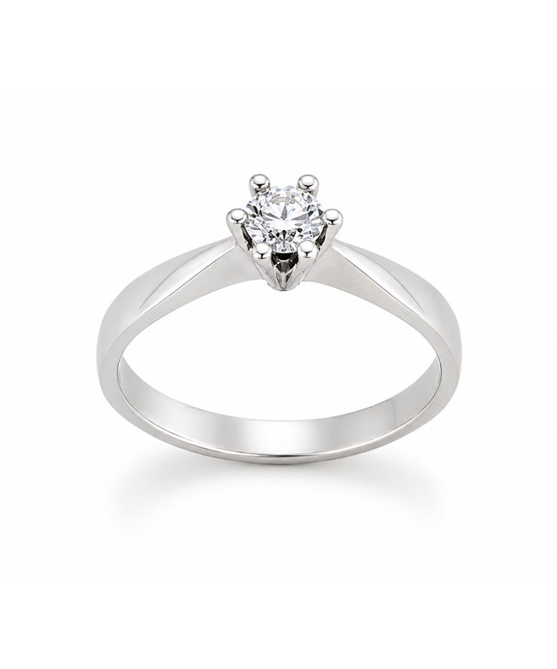 Enstensring Margrete i hvitt gull med diamant - 0,25ct