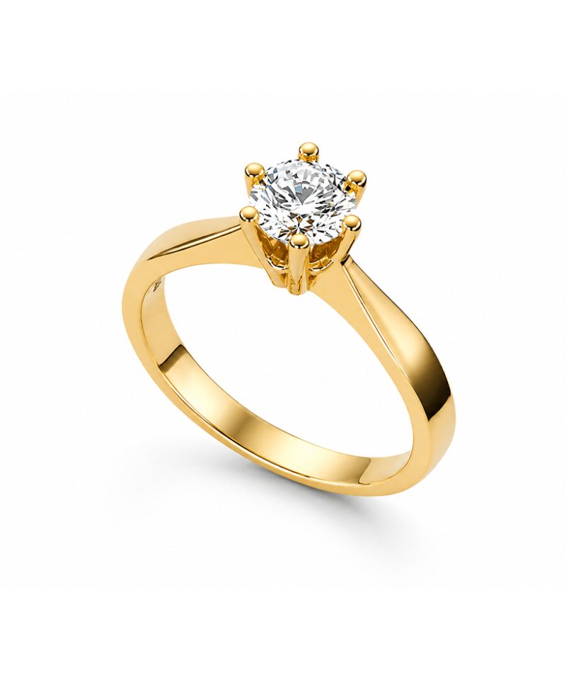 Enstensring Margrete i gult gull med diamant – 0,60ct