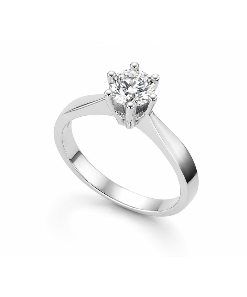 Enstensring Margrete i hvitt gull med diamant - 0,50ct
