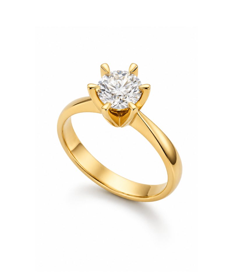 Enstensring Maud i gult gull med diamant - 0,50ct