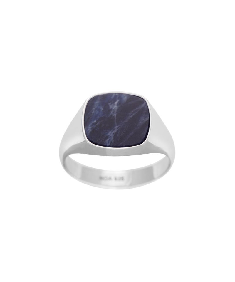 Herrering i sølv med sodalite