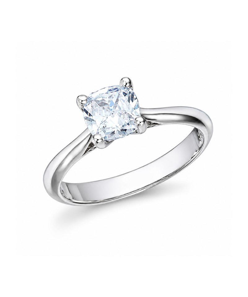 Enstensring Charlotte i hvitt gull Cushion slipt diamant - 1,00ct