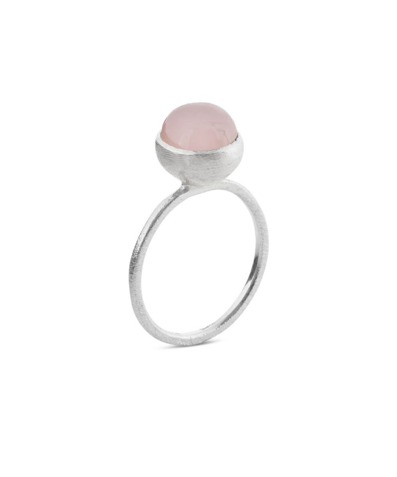 Ring Sølv -  lys rosa krystall (52)