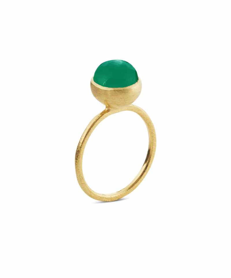 Ring med 8mm cab-grønn agat