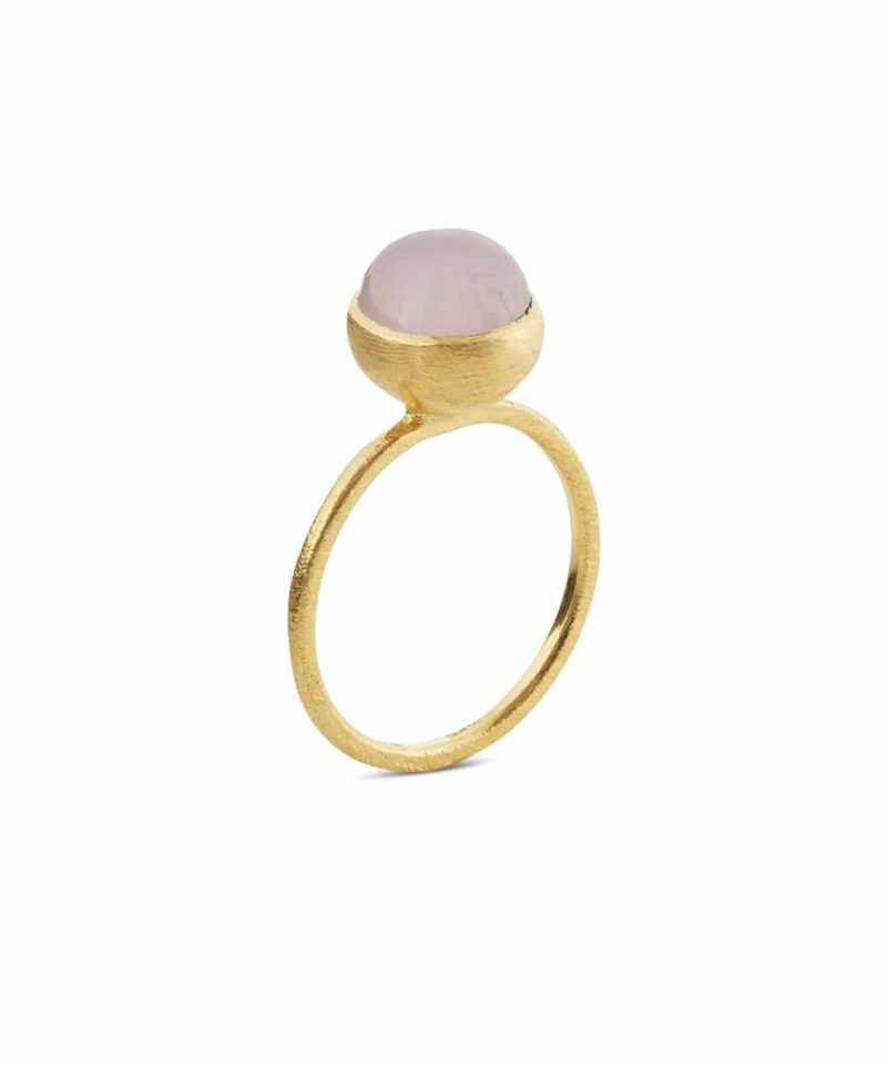 Ring forgylt 8mm - Lyserød krystall