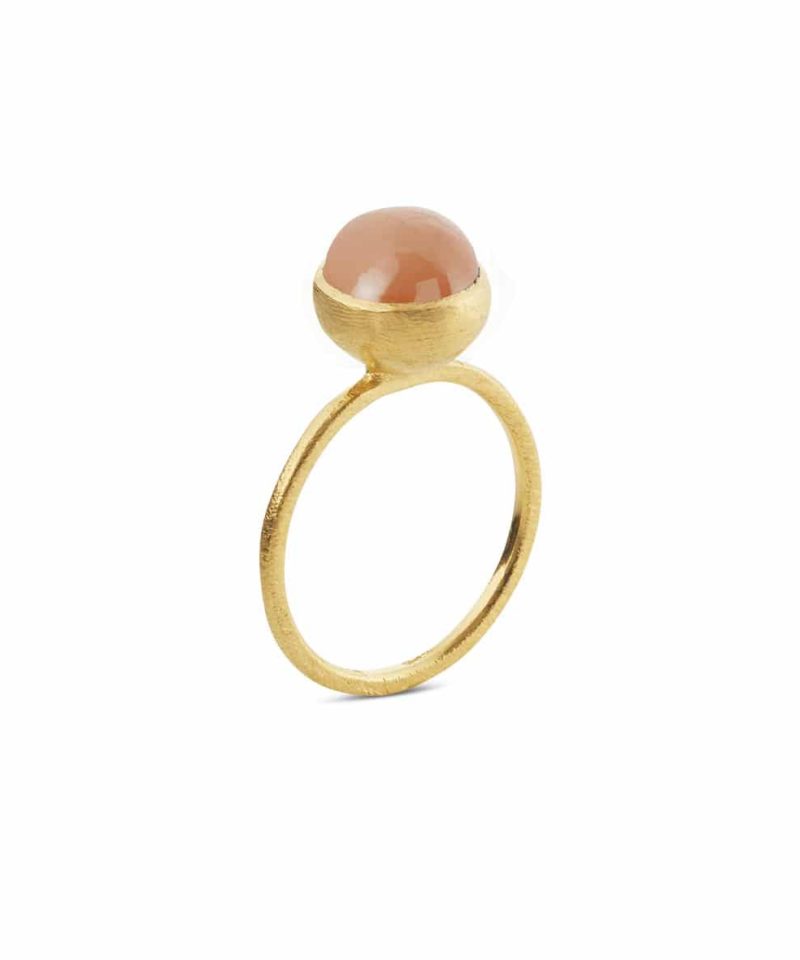 Ring med 8mm cab-peach månesten