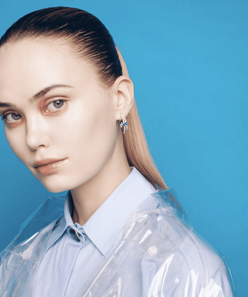 Alternative view of Øreringer sølv med zirconia