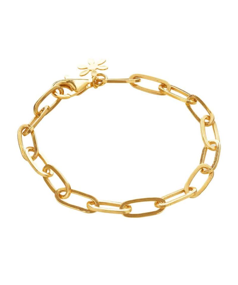 Armbånd forgylt 22cm - rektangulære ledd