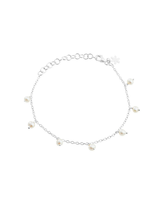 Armbånd anker sølv med ferskvannsperler