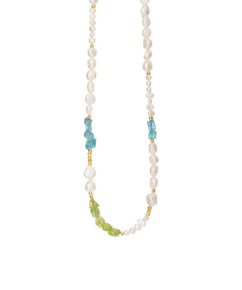 Halskjede - Forgylt sølv med mix