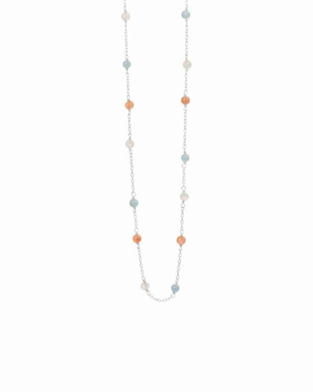 Smykke Sølv - Aquamarine Hvit & Peach Månestein