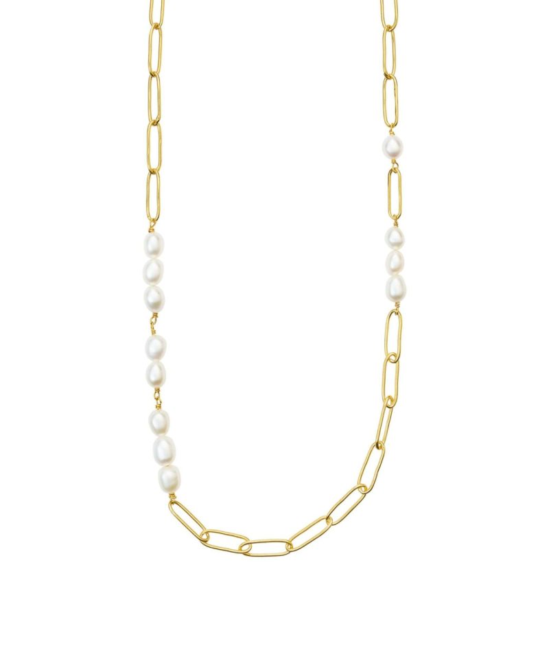 Halssmykke sølv forgylt med ferskvannsperler