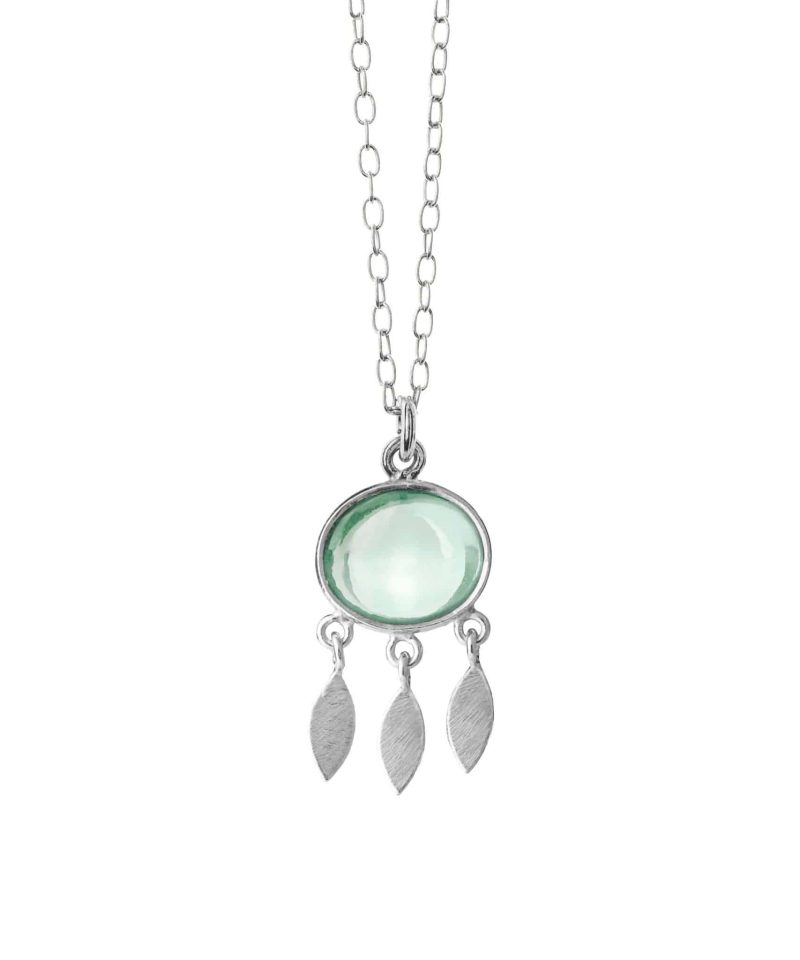 Halssmykke sølv med grønn kvarts