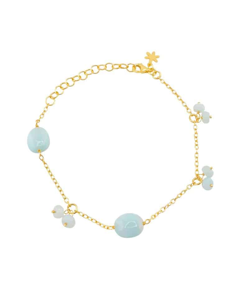 Armbånd i forgylt sølv med amazonitt