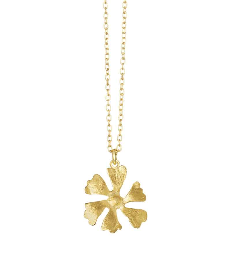 Halskjede forgylt sølv med blomstvedheng