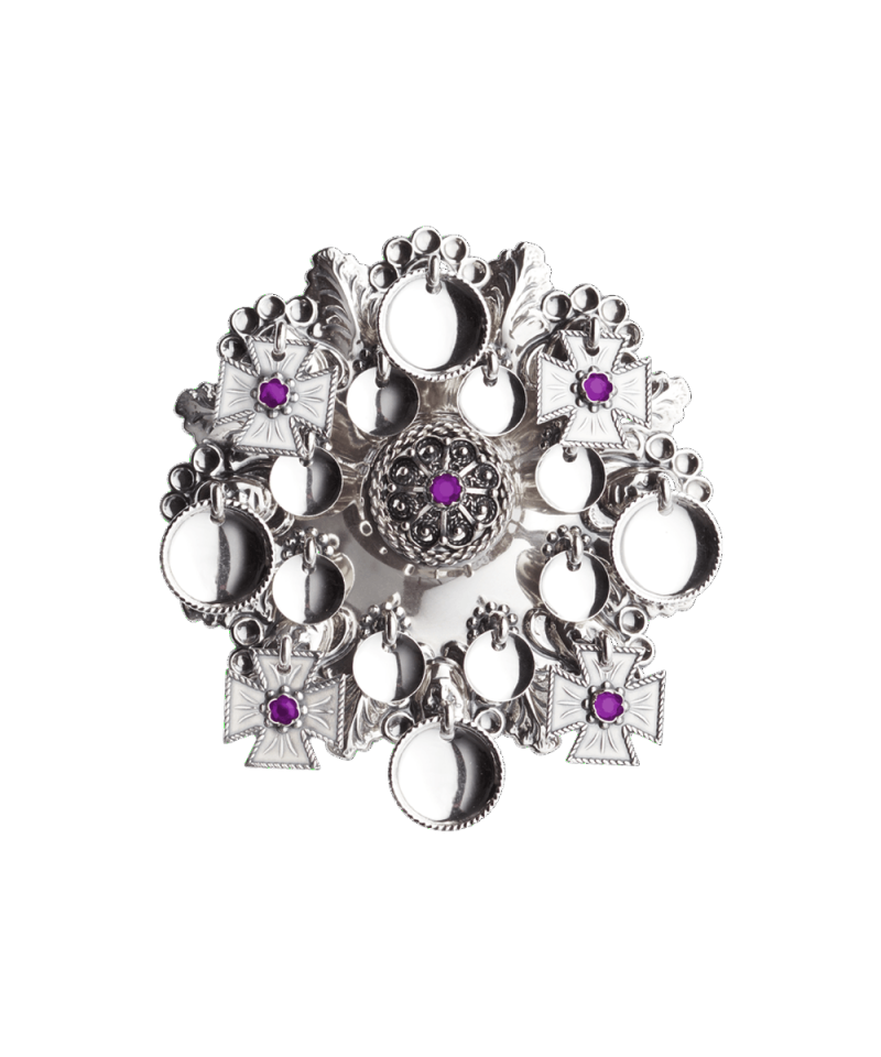 196130 - Sølje Oksidert med Lilla Stein