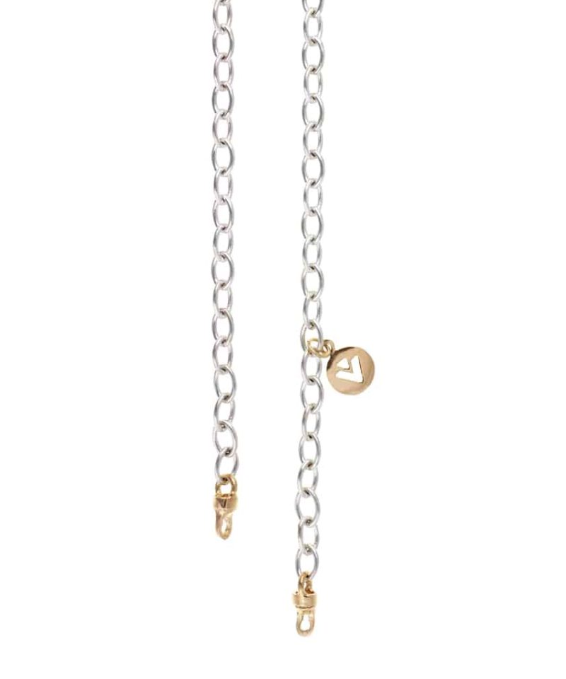 Sølvkjede - Elipse med gull endeledd, 45cm