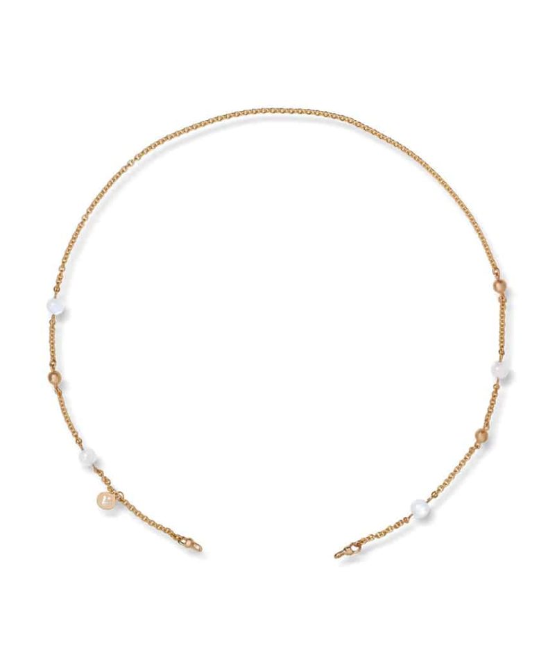 Golden - Gullkjede med gullkuler og hvit månestein