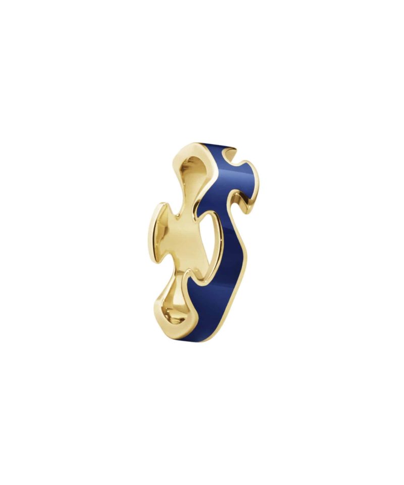 Fusion Senterring i gult gull, HyCeram blå