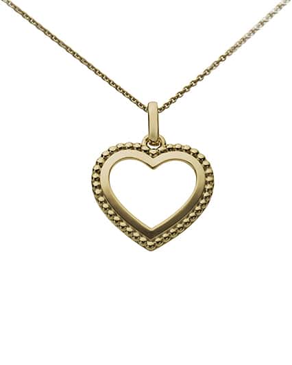 Anheng hjerte i gult gull
