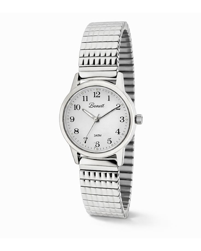 Bonett dameur stål hvit skive tall flexilenke