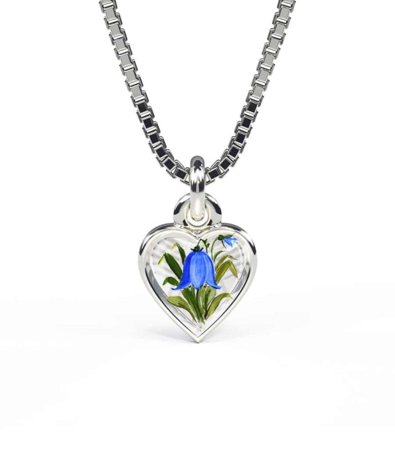 Halskjede i sølv - Blåklokkemotiv