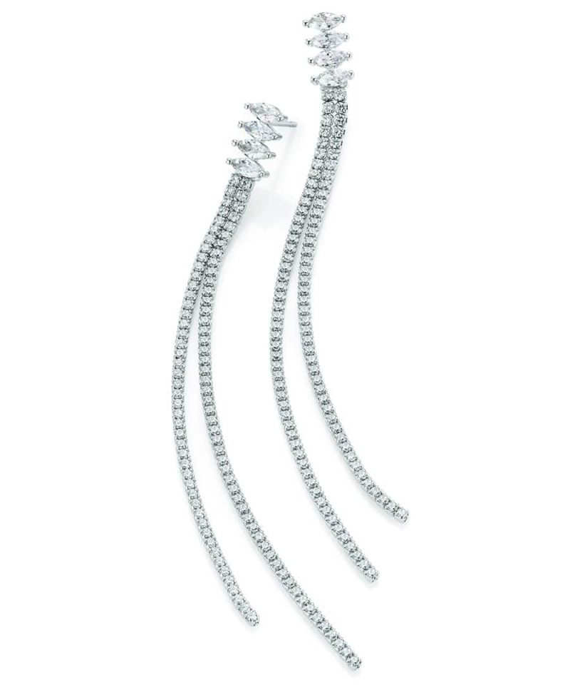 Sara ørepynt i sølv med zirkonia - Rhodinert. H: 95 mm