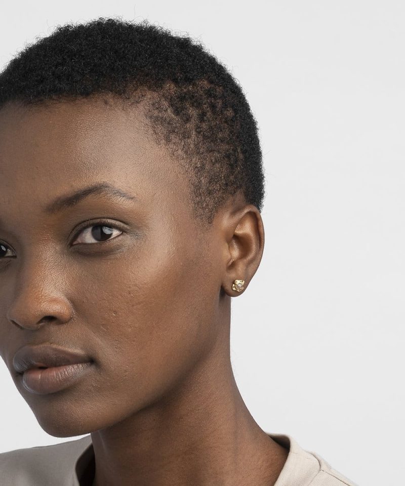 Alternative view of Diamond rain (S) single stud, 18KYG, rosecut diamond