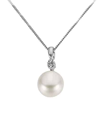 Anheng perle hvitt gull med diamanter