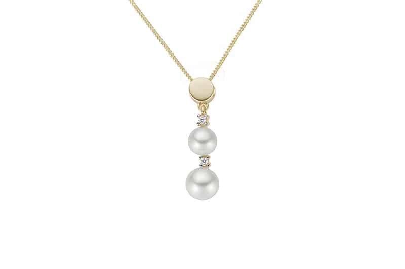 Anheng gull med perle og diamanter 0,03ct w/si