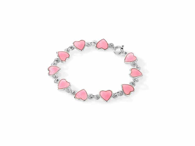 Armbånd i sølv - Rosa hjerter