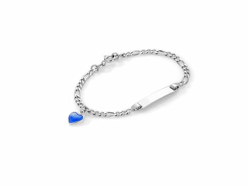 ID-armbånd i sølv - Blått hjerte