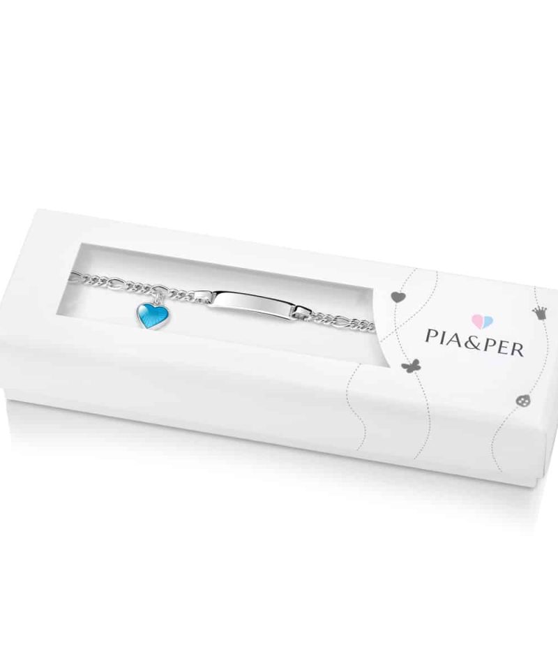 Alternative view of ID-armbånd i sølv - Turkis hjerte