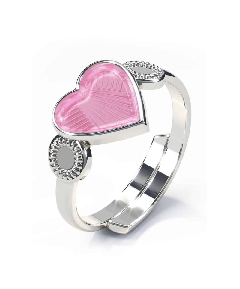 Pia & Per - Ring emalje hjerte rosa