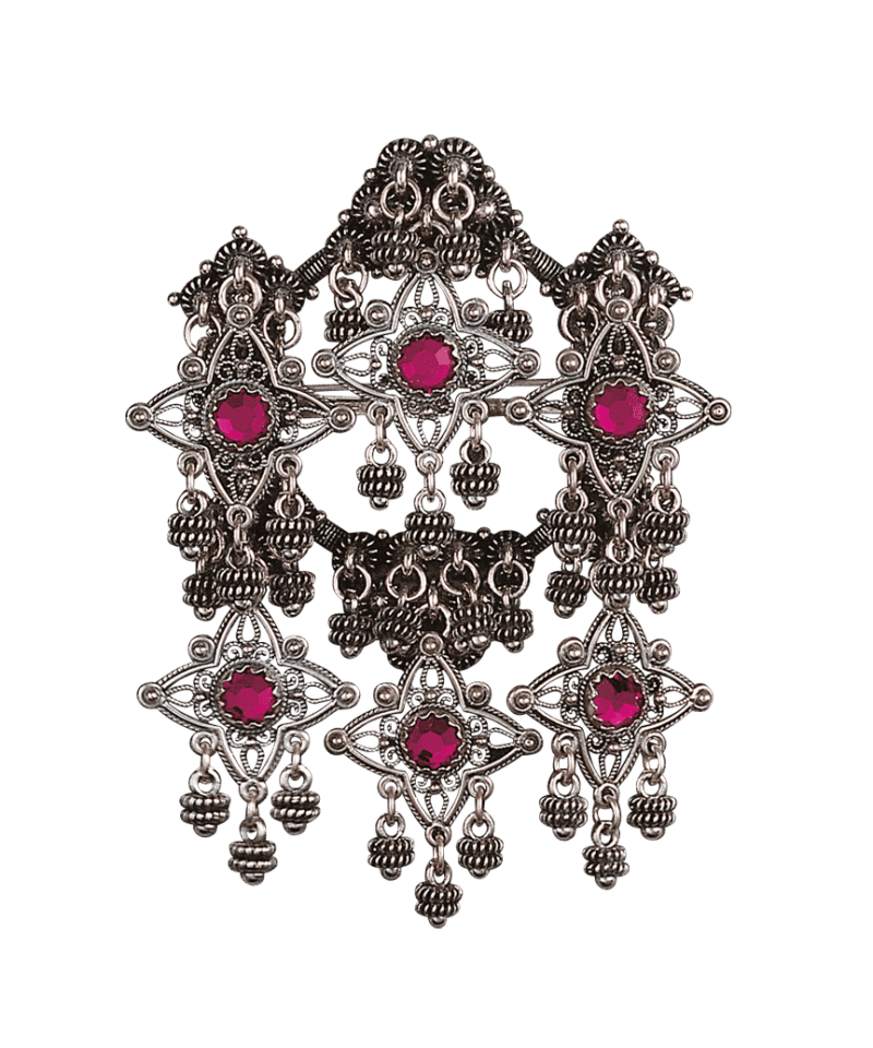 224110 - Sølje Oksidert med Rosa Stein